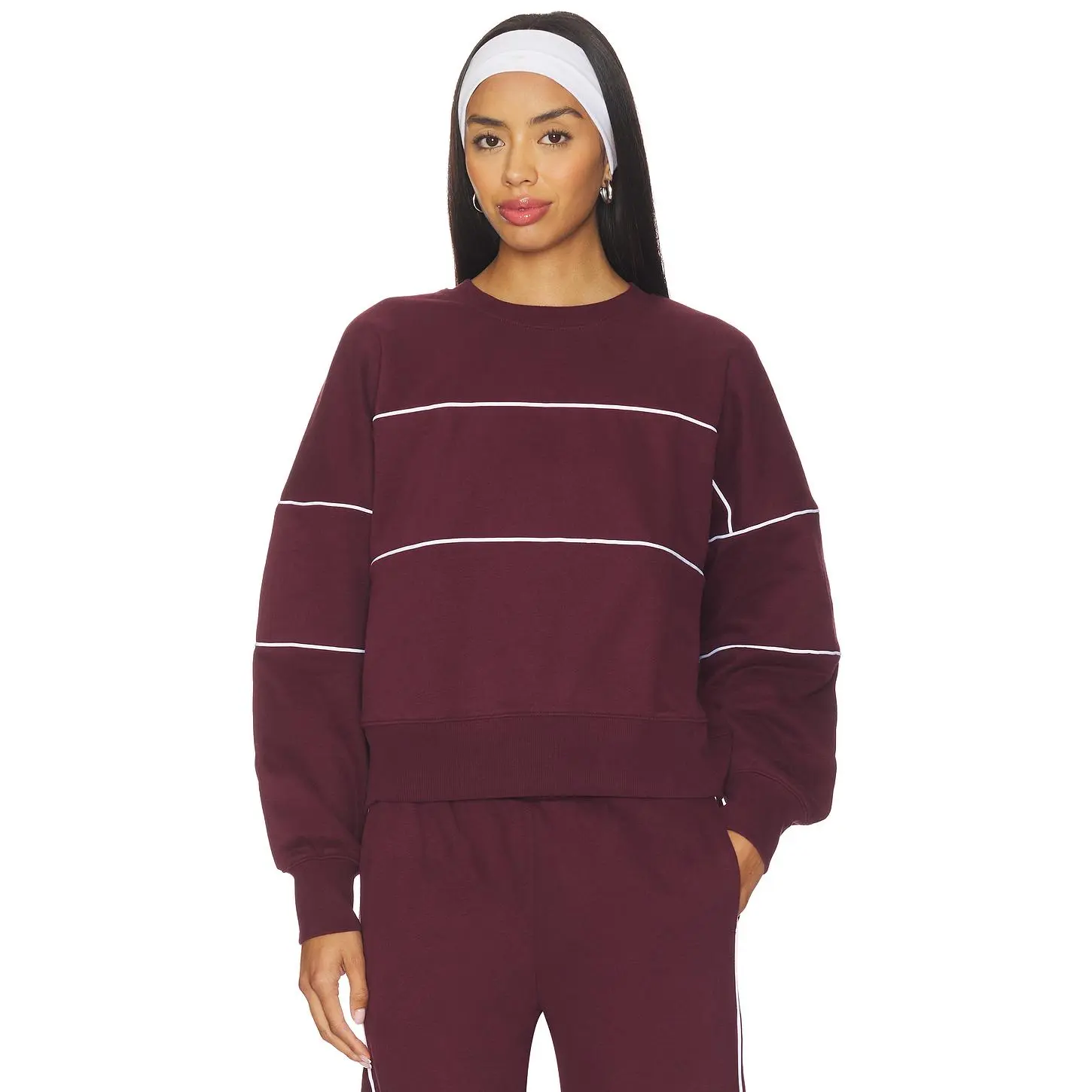 Beyond Yoga Luxe Fleece Piper Oversized Sweatshirt in Dark Cherry