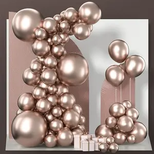 PartyWoo Metallic Rose Gold Balloons 85pcs Different Sizes of 18 12 10 5 Inch Chrome Champagne Gold Balloon Arch Kit Garland for Birthday Anniversary Bridgerton Floral Party Decorations Rose Gold-G112