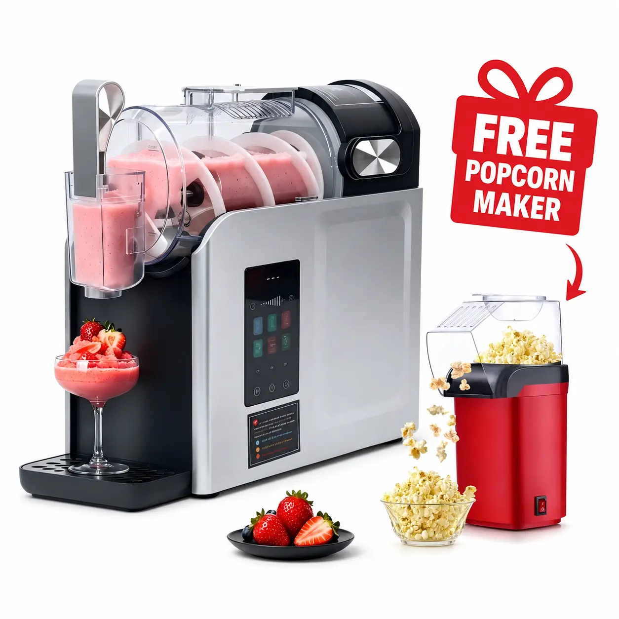 WizAura Slushie Machine - 68oz Large Capacity No Pre-Freezing Ice Required, 6 Preset Modes All-in-2 Frozen Drink Maker with Auto-Clean & Digital Temp Display, Ideal Party & Holiday Gift for Margaritas, Smoothies, Milkshakes