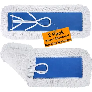 2 Pack 24 Inch Industrial Cotton Dust Mop Head Refill, Machine Washable Heavy Duty Replacement for Commercial Home and Office Industrial Use