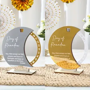 Ramadan Mubarak Eid Countdown Acrylic Calendar Ornament, Home Decoration for Ramadan, Islamic Muslim Party Decor, Eid Al Adha Gift