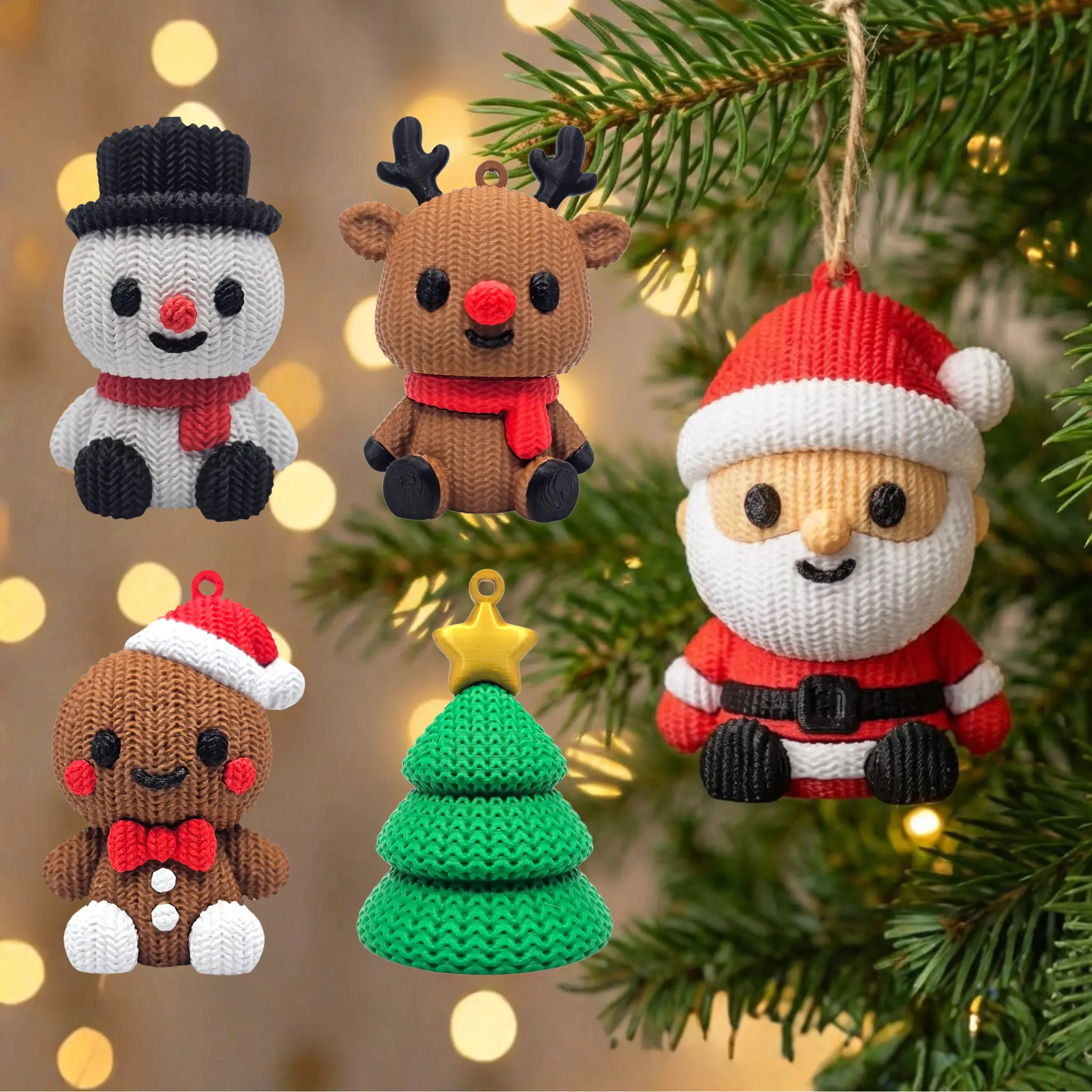 Christmas Tree Ornaments - Santa Claus, Snowman, Gingerbread Man, Reindeer & Christmas Tree - Cute Holiday Decorations for Christmas Tree & Home Decor