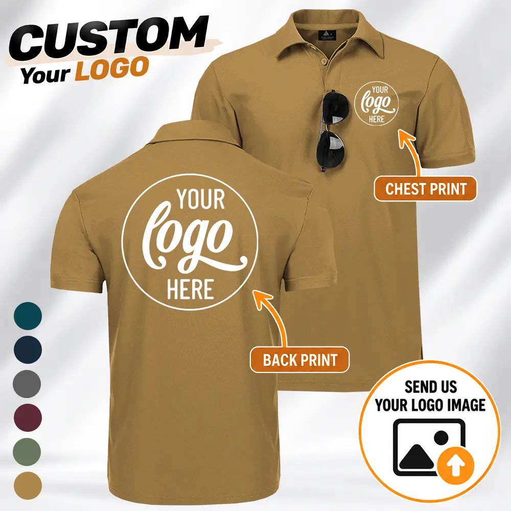 Men's Chest & Back Print Custom Short-Sleeve Polo Shirt - Design Your Own Custom Photo Polo Shirt, Suitable for Family Customization, LOGO Customization, Ideal for Business, Golf, Tennis, Casual Style, Men's POLO Shirts