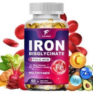 Iron Bisglycinate 27mg with Vitamin C, B12, Folate & Magnesium – Gentle Prenatal & Women’s Multivitamin with CoQ10, Beet Root, Ginger & BioPerine, Gentle on Stomach– Energy Support, 60 Softgels