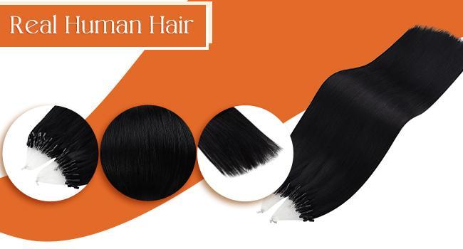 Full Shine Micro Link Hair Extensions Real Human Hair 50G Long Straight Remy Hair Color Micro Loop Human Hair Extensions for Women add Length