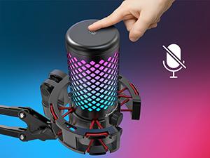 ZealSound USB RGB Microphone for iPhone iPad Phone PC,RGB Gaming Microphone with Full Metal,Mute,Pop Filter,Gain for Podcasting,Streaming,YouTube,Voice Over