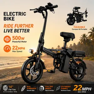 SummerVibes AOPO Foldable Electric Bike for Adults – 500W Motor, 48V 15.6Ah Battery, 35 Miles Range Battery, Hydraulic Suspension & 3 Riding ModesLong Range Dual-Seat E-Bike, Compact, Powerful & Built for Everyday Adventure