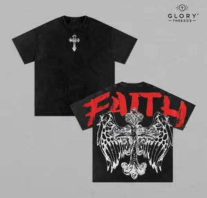 Faith Cross Angel Wings T-Shirt & Tank Top, Vintage Washed Oversize Streetwear Tee, Christian Gothic Graphic Top, Heavyweight Cotton Unisex Shirt, Jesus Apparel Gift