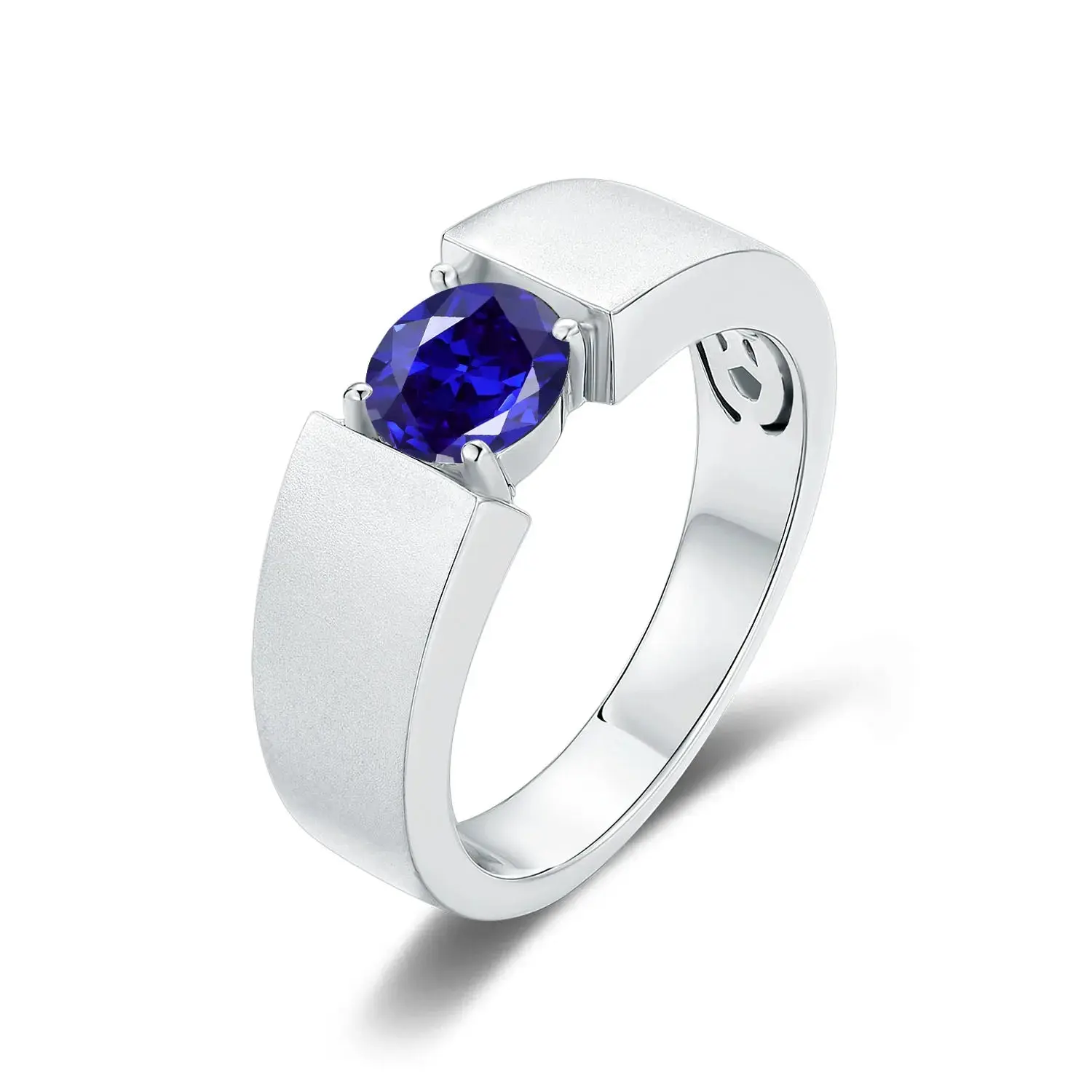 6.5mm Round Cut Lab Grown Sapphire Ring - Unisex