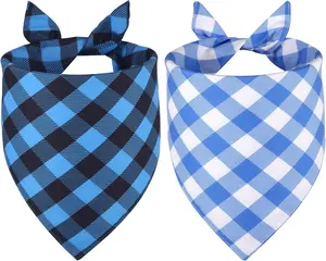 2PCS, Summer Spring Blue Scarf, Durable Triangle Reversible Bibs Handkerchief for Puppy Pet