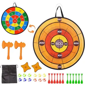 Foam Axe Throwing Game Set,26 inch Large Dart Board,Indoor Outdoor Target Game,Includes a 26 Inch Double-Sided Easy Fold Target,2 Throwing Axes&Stars,12 Sticky Balls&Darts,A Carry Bag,2 Hooks