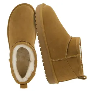 CUSHIONAIRE Hip 2 Genuine Suede Ankle Boots for Women, Cozy Faux Shearling Lining Pull On Winter Womens Boots -- Chestnut Genuine Suede 7.5