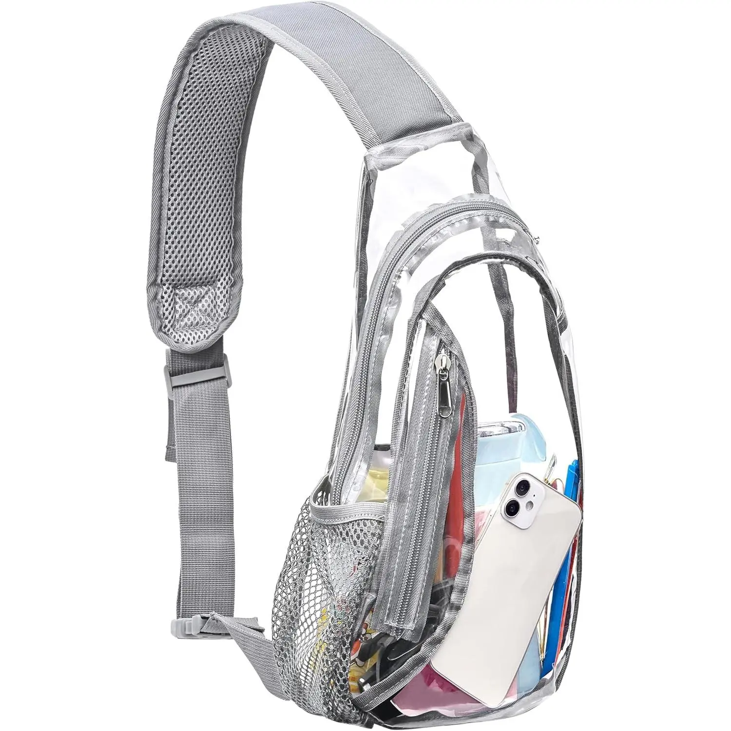 Clear Sling Bag, Stadium Approved PVC Crossbody Backpack, Clear Casual Chest Daypack for Hiking, Stadium or Concerts