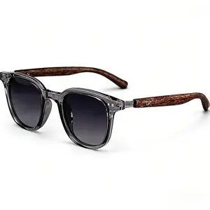 New Square Frame Wood Grain Sunglasses Retro Trendy UV Outdoor for Men Women