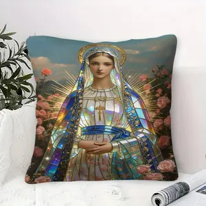 Holy Religious Christian Virgin Mary Print Throw Pillow, Soft High Elastic Filling, All-Season Cushion for Sofa Bedroom, Ideal Gift for Religious Believers