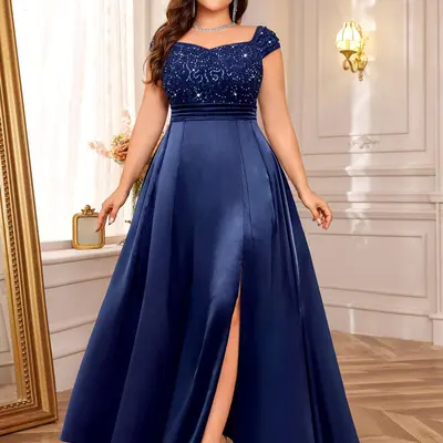 dj jaz formal dresses DJ Jaz Off The Shoulder Womens Short Sleeve Midi Evening Gown
