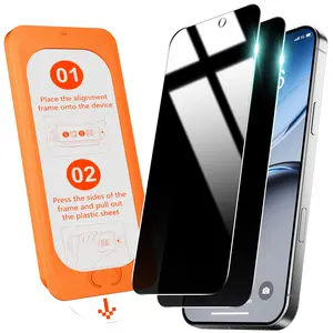 [Holiday Haul] OMOTON Privacy Screen Protector for 17 Air, Pro & Pro Max [Auto-Dust Removal], Tempered Glass with 9H+ Hardness & 12FT Military Grade Shatterproof, 100% Anti-Spy, Full Coverage Protection, 2 Pack