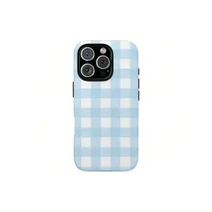 Sky Blue Gingham Phone Case, Cottagecore  16 Case,  12 Case, Tough  Case, Pixel Case, Gifts Under 25,Suitable For  17 Air