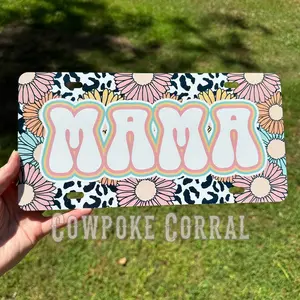 Mama Groovy Floral License Plate