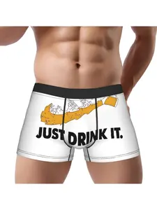 1 piece Creative logo ideas Just Drink it Underpants Homme Panties Men's Underwear Ventilate Shorts Boxer Briefs
