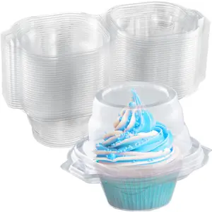 Individual Cupcake Containers (50 Pack) | Clear Plastic Disposable Cupcake Boxes / Holders | Single Cupcake Holder with Dome Lid Bulk | Plastic Cupcake Muffin Container Carrier Boxes to Go