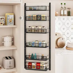 Over The Door Pantry Organizer, 6-Tier Pantry Organization and Storage,Adjustable Hanging Spice Rack, Cabinet Door Organizer Kitchen Metal Basket Hook Over-the-Door