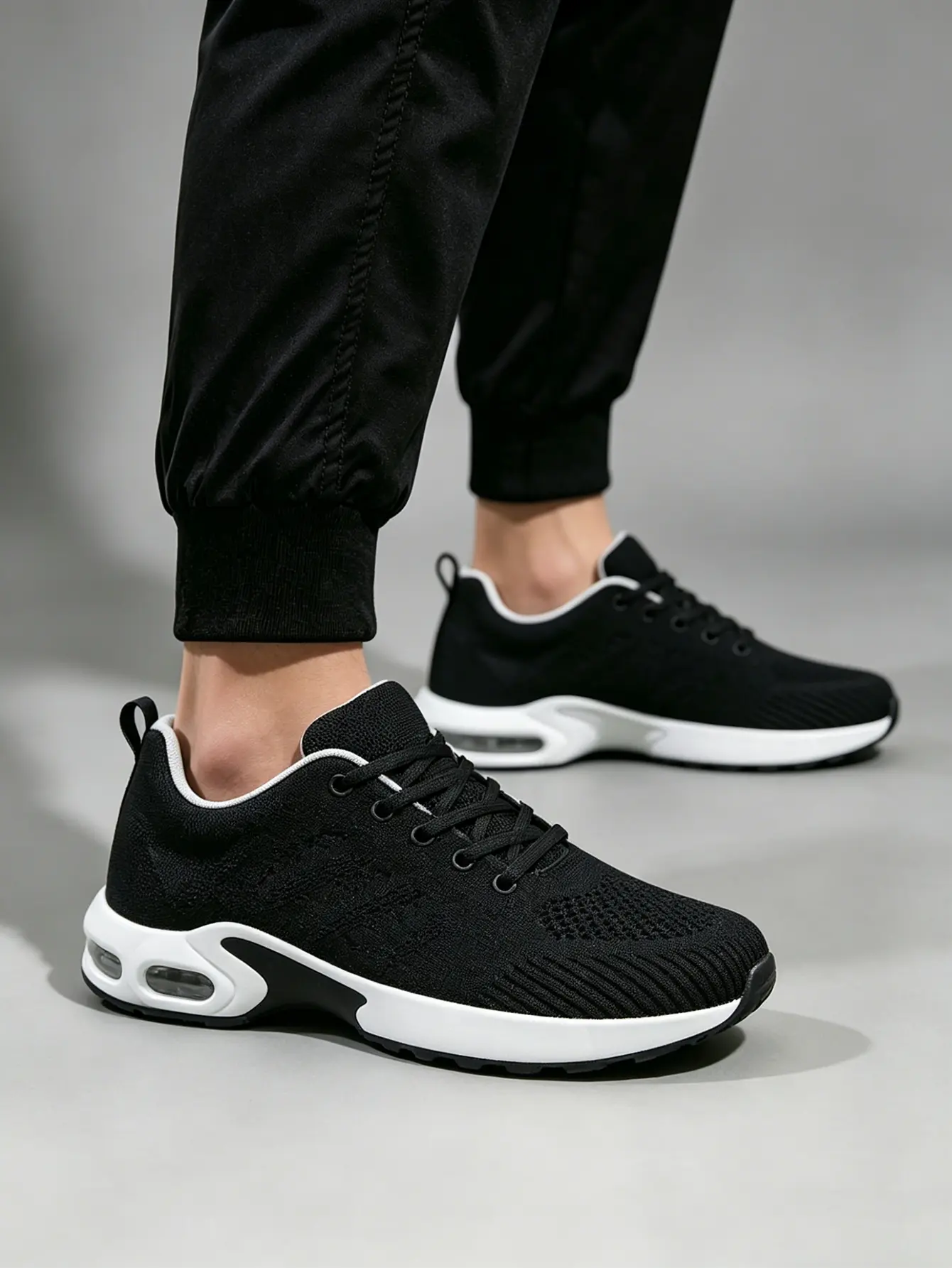 Men's Sporty Chic Closed-Toe Casual Sneakers - Men's Shoes with Breathable Flyknit, Seamless Stretchable Knit, Slip-Resistant EVA Rubber Sole, Low-Cut Ankle, Lace-Up Round Toe, All-Seasons Comfort for Everyday Activities, Athletic Training