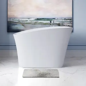 51" Freestanding Solid Surface Soaking Bathtub with Overflow RX-S12-51