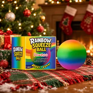 Rainbow Stress Relief Ball, Slow Bounce Soft Gel Decompression Squeeze Toy, Anti-Stress Fidget Ball, Relaxing Hand Therapy, Kids & Adults, Squishies