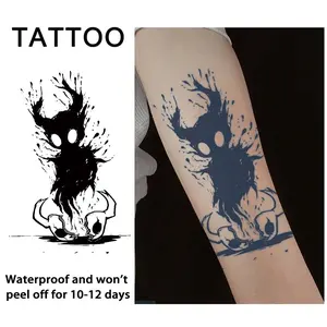 Waterproof Temporary Tattoo Sticker, Demon Skull Design, Long-Lasting Waterproof 1-2 Weeks, Herbal Half-Permanent Tattoos, Unisex Arm Hand