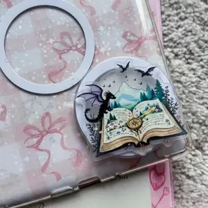 Fantasy Dragon Book MagSafe Phone Grip, Dark Academia Dragon Rider Magnetic Holder, Aesthetic Bookish Griptok, Gothic Gift for Fourth Wing & Fantasy Fans