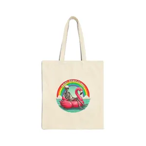 Skeletal Chillaxing on a Flamingo Float - Canvas Tote Bag