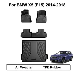 【summervibes 】For BMW X5 (F15) 2014-2018 All Weather Car Floor Mats+Trunk Mat TPE Cargo Liner