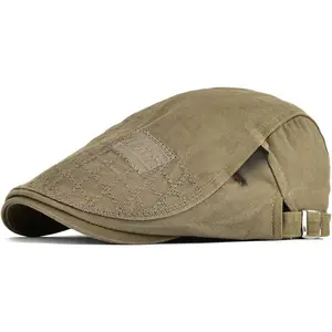 Men Cotton Adjustable Newsboy Beret Ivy Cap Cabbie Flat Hat