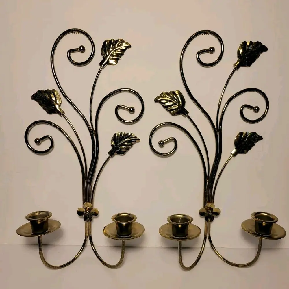 Set of 2 Home Interiors & Gifts Candlestick Holder Wall Sconces