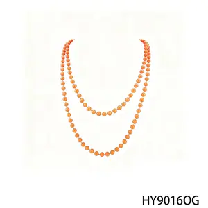 PESENAR Retro 80s Style Orange Beaded Necklace