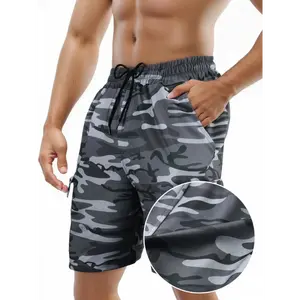 [Military Camo Shorts] Stretch Cargo Shorts - Men's Military Style | Regular Fit, Green & Brown Camouflage Pattern, Casual Workout Outdoor Activity Shorts, Utility Short with Pockets