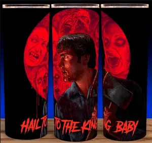 Evil Dead - Ash Williams and Deadites Hail to the King Baby Horror Movie Classic Cup Mug Tumbler 20oz with Lid and Straw - Elegant Drinkware for Horror Movie Fans - Perfect for Hot or Cold Drinks! Stainless Steel. Flasks Plastic Glossy Insulated