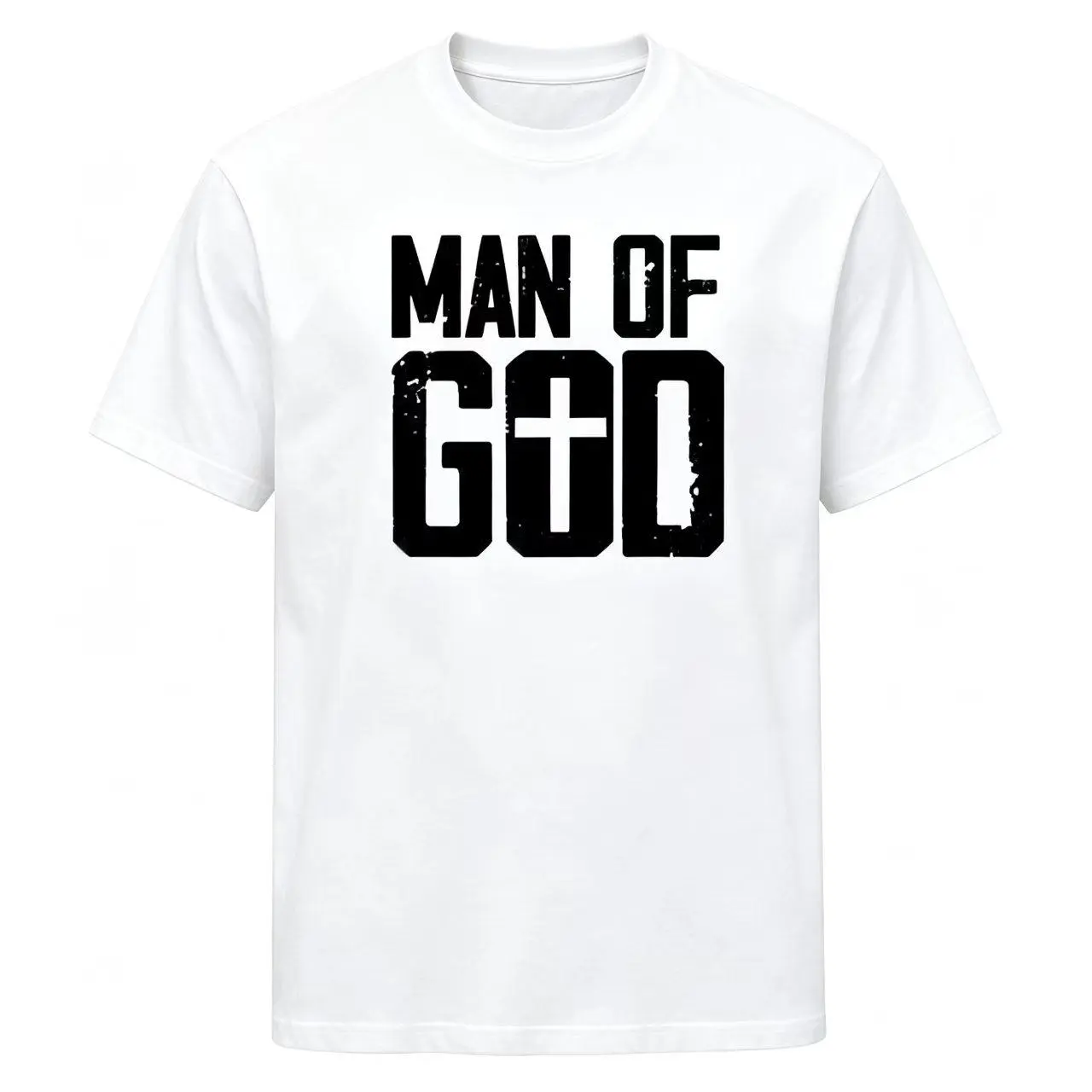 Man Of God Cross Inside Letter Distressed Vintage Christian Faith Graphic T-Shirt（No box included）