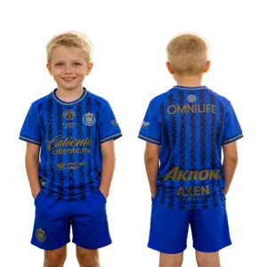 Kids Sets 2026 New Mexico Chivas Second Away Blue Short Sleeves Soccer Jersey