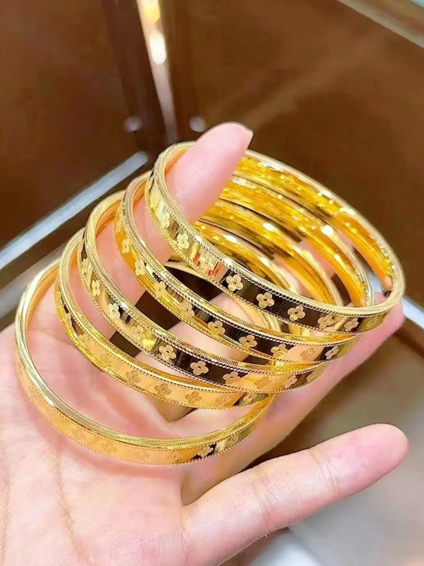 Lucky Clover Bangle, Cnc Crafted Copper Bracelet, Exquisite Bracelet, Boho Style Jewelry for Women, All Seasons Accessory, Fashionable Sand, Flower Design Bracelet, Bohemian Jewelry, Jewelry Bracelets