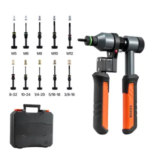 【Summervibes】VEVOR Rivet Nut Tool Kit, 9-Inch Ratchet Rivnut Tool Kit, with 10 Mandrels and 100 Nuts, Metric and SAE Size M5, M6, M8, M10, M12, 8-32, 10-24, 1/4-20, 5/16-18, 3/8-16 UNC, with a Rugged Carrying Case