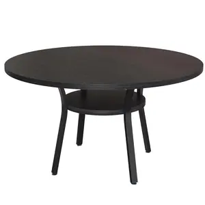 Garvee Round Dining Table for 4-6 People, Farmhouse Kitchen Dining Table, Round Dining Table with Shelf, for Kitchen, Living Room (Table Only), Black