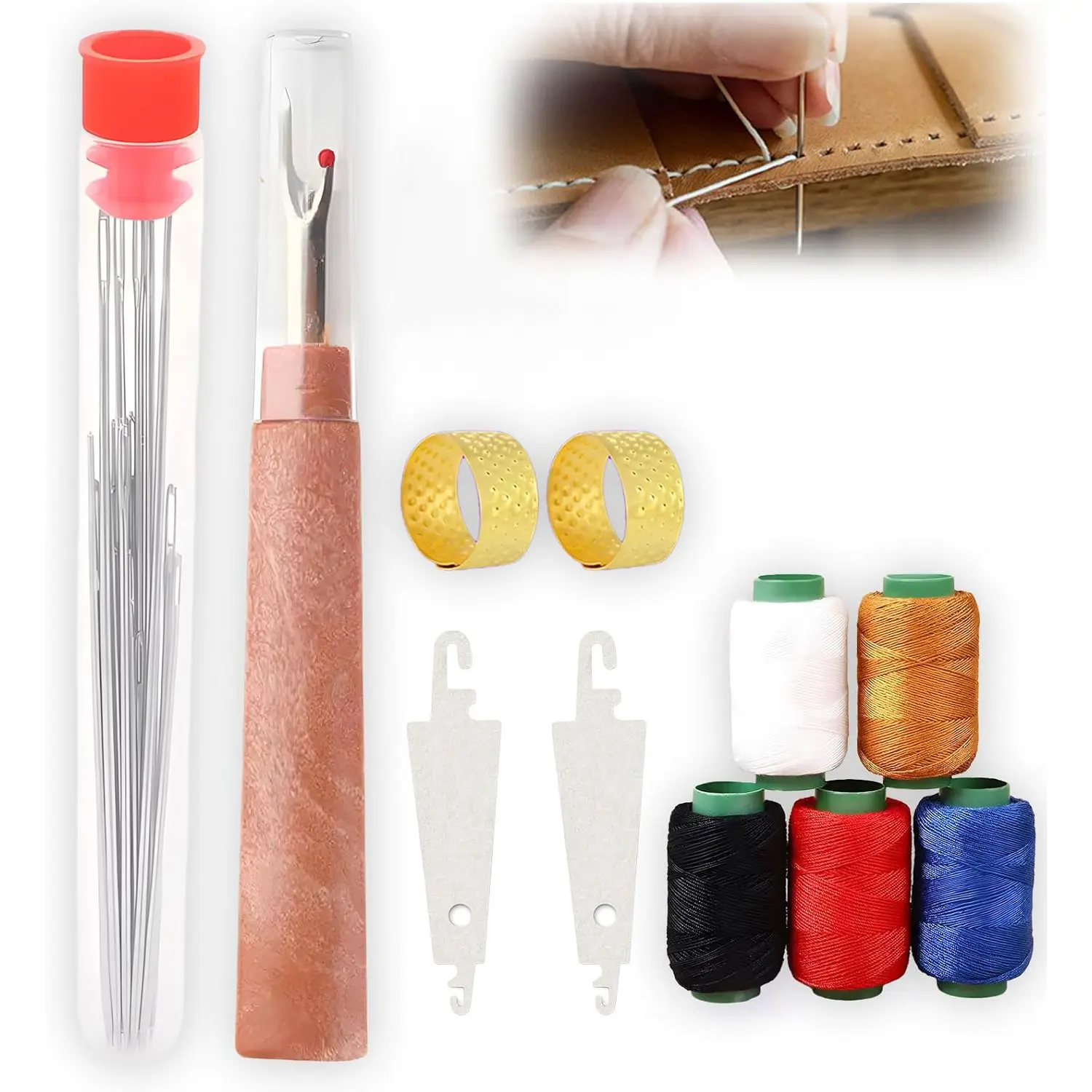 36PCS Sewing Tool Set, Needles Thread Hand Repair Tools, Embroidery Tool Kit, Needle and Thread Kit, Portable DIY Craft Needlework Sewing Supplies for Beginners & Professionals