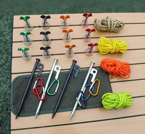 Includes shipping cost. Outdoor camping tent canopy, deck mounting, multifunctional tent, rib ground stakes, spring wind ropes, aluminum alloy rope clips.