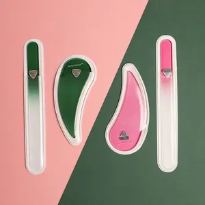 Bona Fide Beauty 'Bestie' Drop Ergonomic Czech Glass Nail File Set - Share & Refresh Your Natural Nails - Natural Manicure Nail Care - For At Home Nail Enthusiasts - Best For Shaping Round Almond Nails - Ergonomic Grip Seals Keratin Layers Reusable