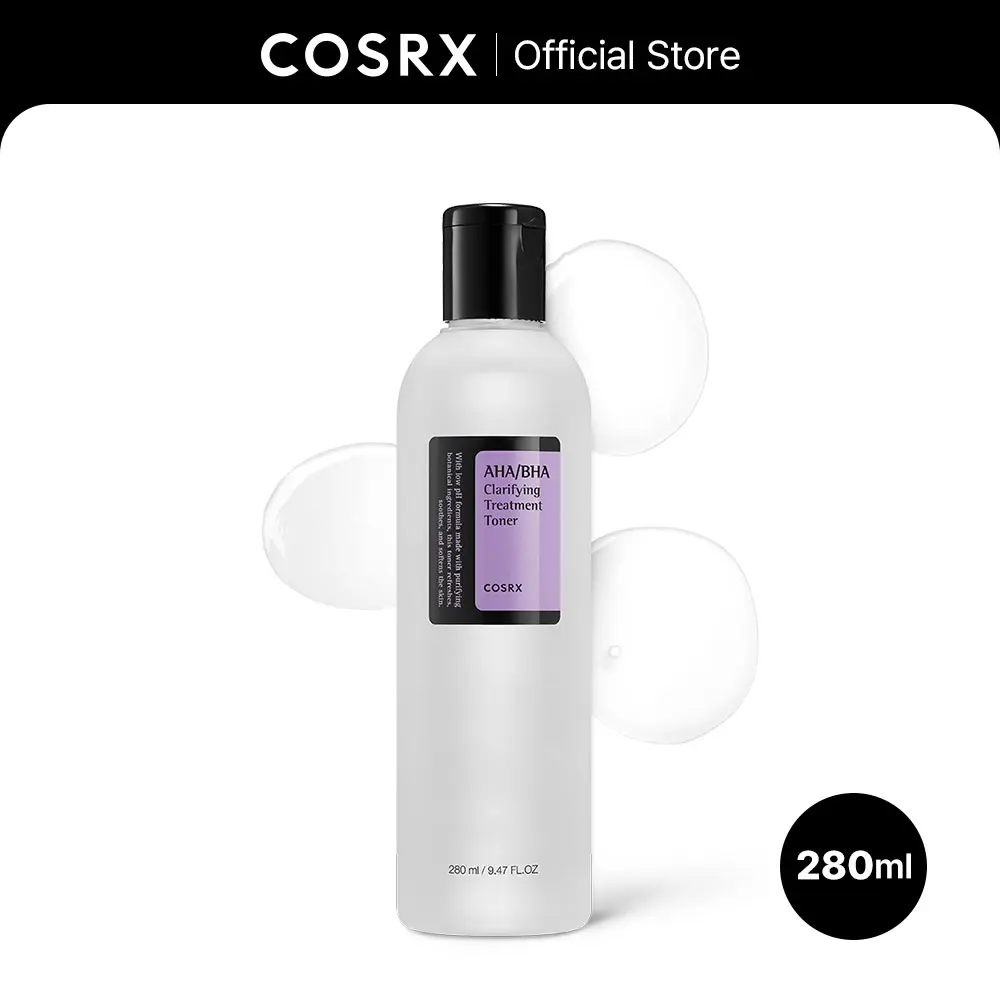 [COSRX OFFICIAL] AHA/BHA Clarifying Treatment Toner 280ml - Gentle Exfoliating Toner with AHA & BHA for Skin Repair & Hydration