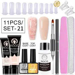 Nocis 2 Bottle Solid Nail Extension Gel Set, Polygel Nail Kit, Strong Acrylic Gel for False Nails, Long-Lasting Adhesive, Three-In-One Nail Gel Tool Kit