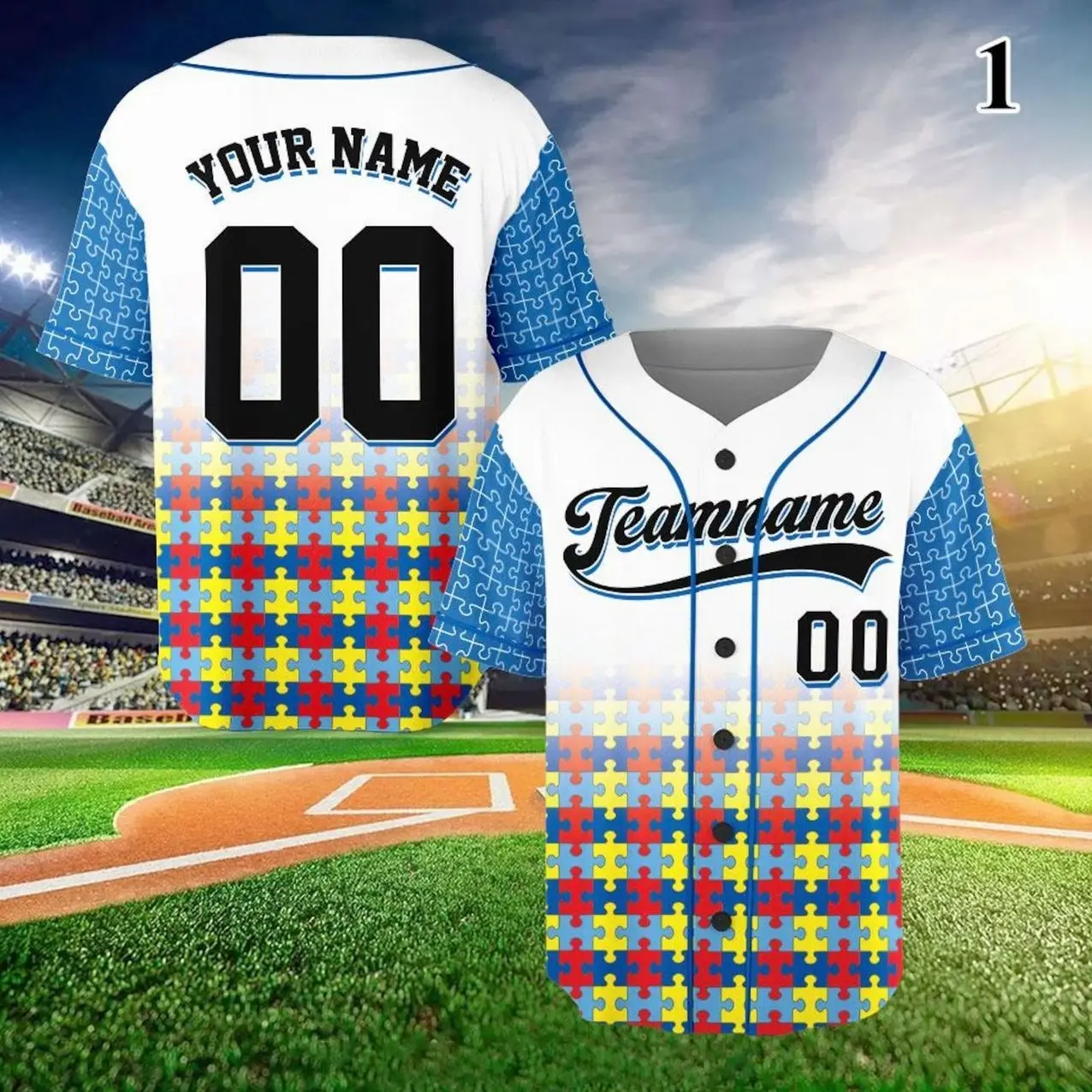 Personalized Autism Awareness Baseball Jersey, Autism Shirts For Mom, Custom Baseball Jersey, Autism Warrior Support Baseball Jersey Shirts