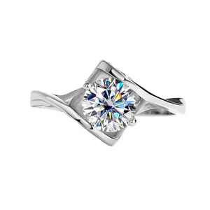 [B015]S925 Sterling Silver Angel's Kiss Romance Openwork Setting Moissanite Ring